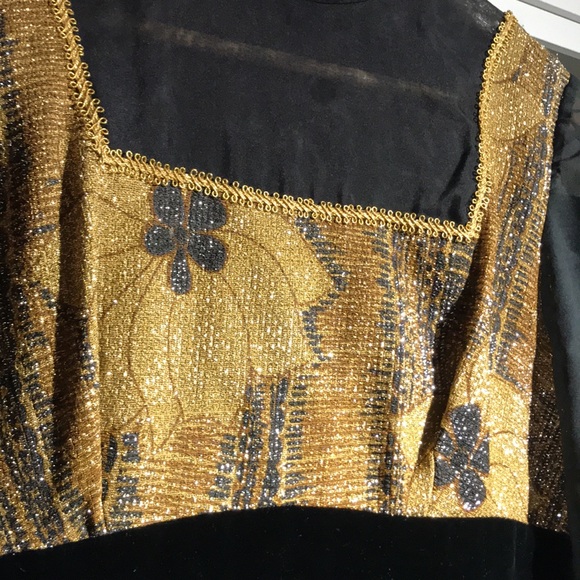 Vintage Maxi Byzantine Dress XS Velvet, Gold Lame’ & sheer balloon sleeves - Picture 8 of 16